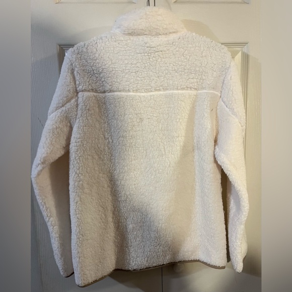 32 Degrees Women’s Snap Sherpa Jacket Cream/Brown Trim Soft & Cozy Size XS NWT’s - Picture 4 of 8